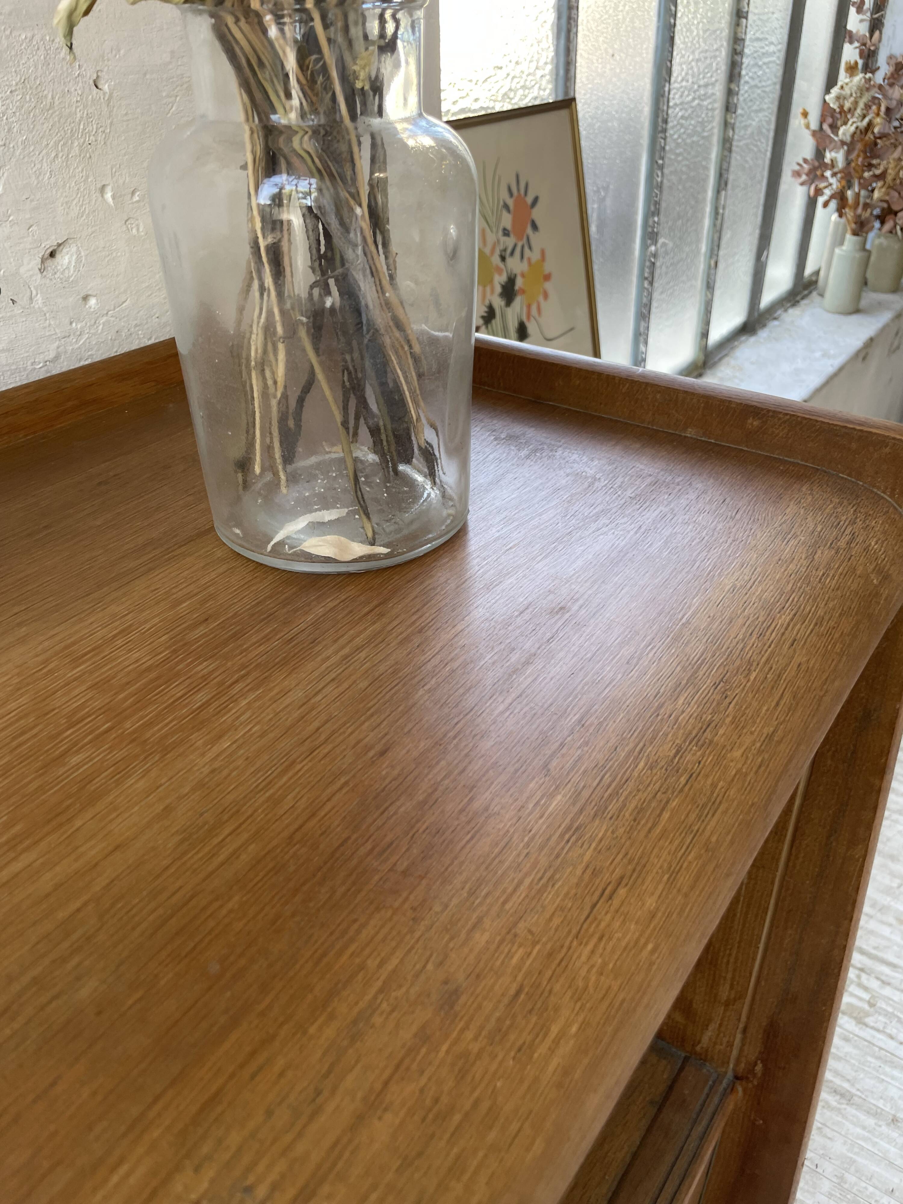 Meuble de rangement secrétaire chêne années 60