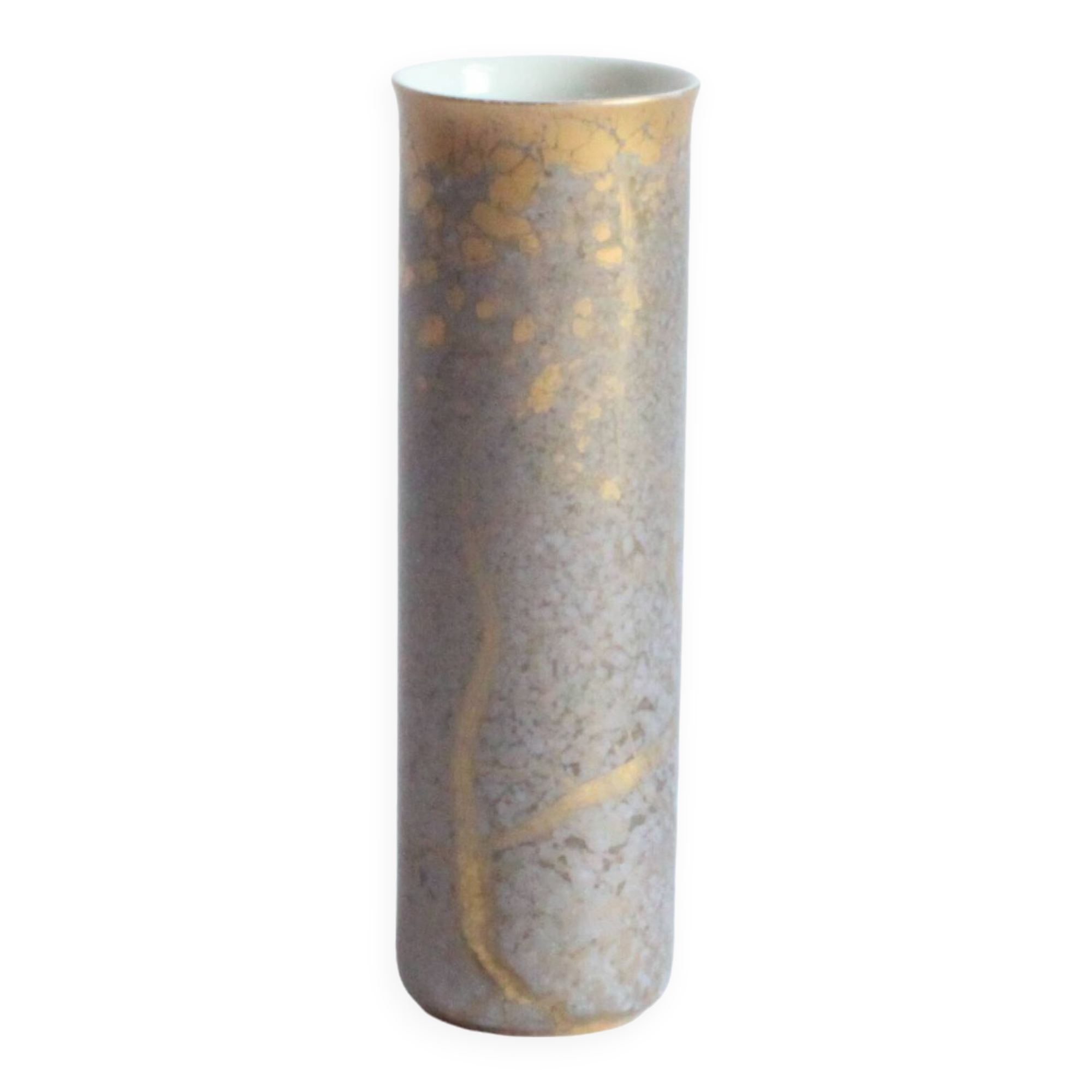 Golden cylinder vase by H.Drexler for Rosenthal, 1970s