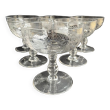 8 coupes à champagne en cristal guilloché - art nouveau