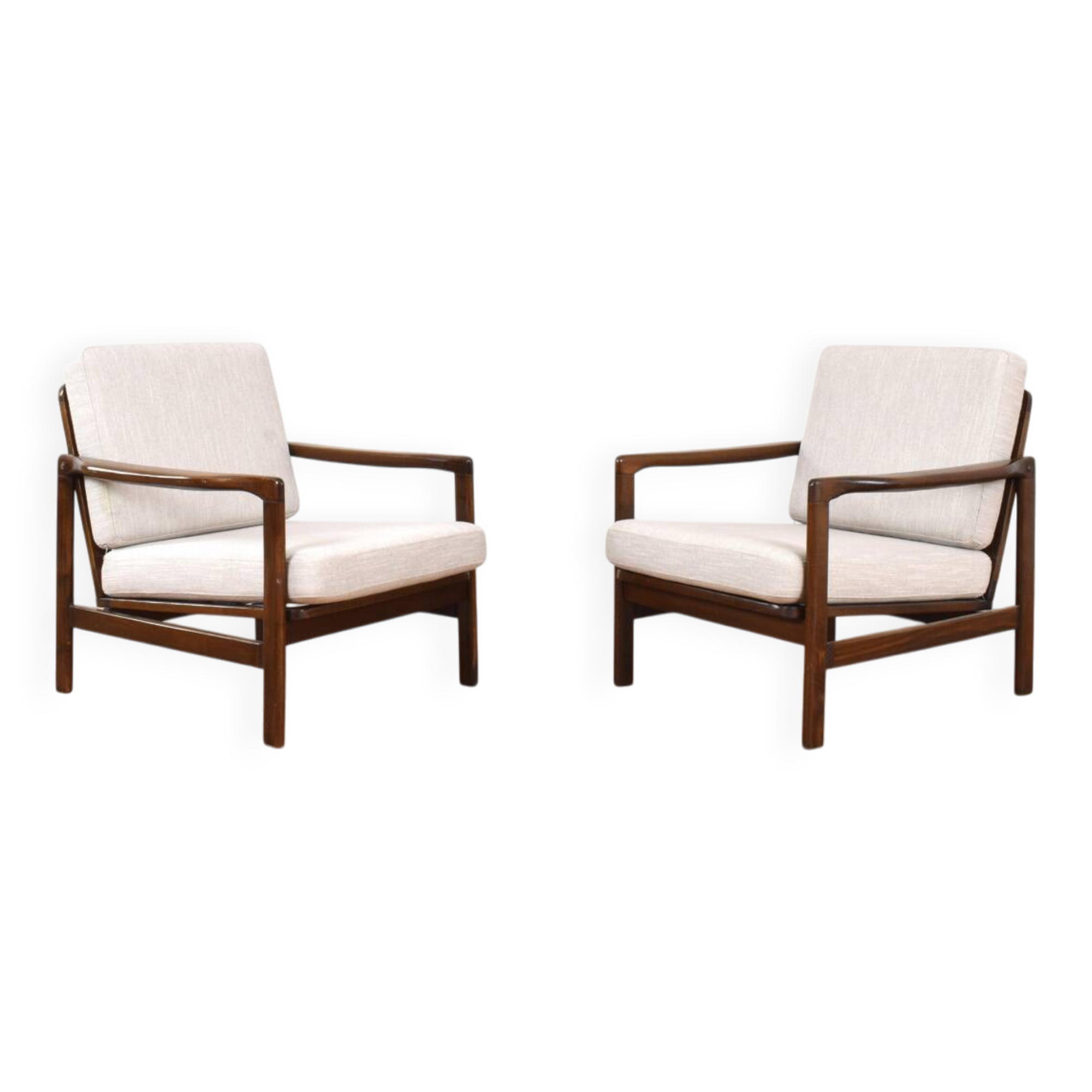 Fauteuils lounge style Mid-Century par Z. Bączyk, années 1960, lot de 2