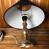 Old gilt bronze lamp + vintage black lampshade