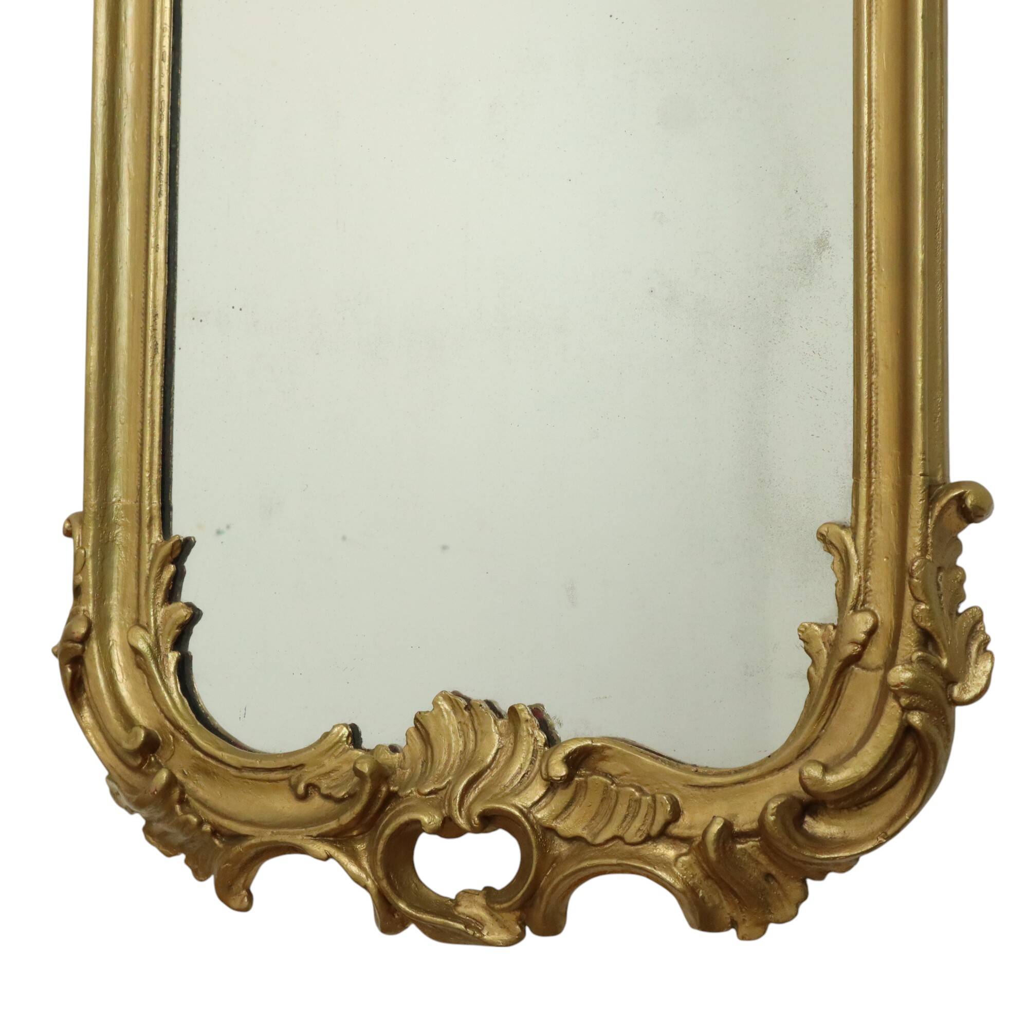 Miroir ancien français doré de style baroque du XIXe siècle 148 cm