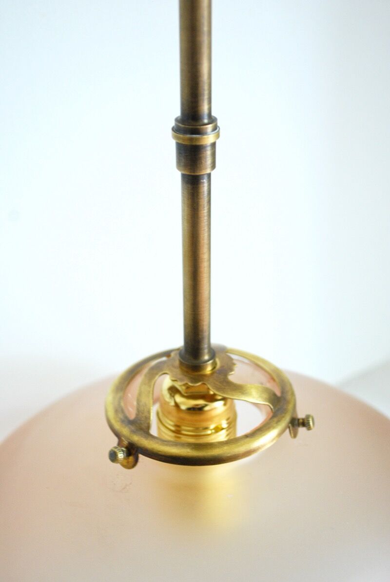 Salmon pink glass hanging