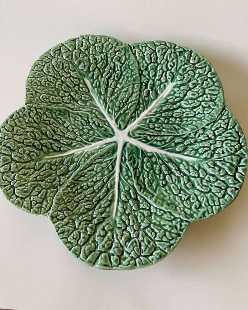 Vintage green soup tureen in majolica large model – Cabbage design – 1970s