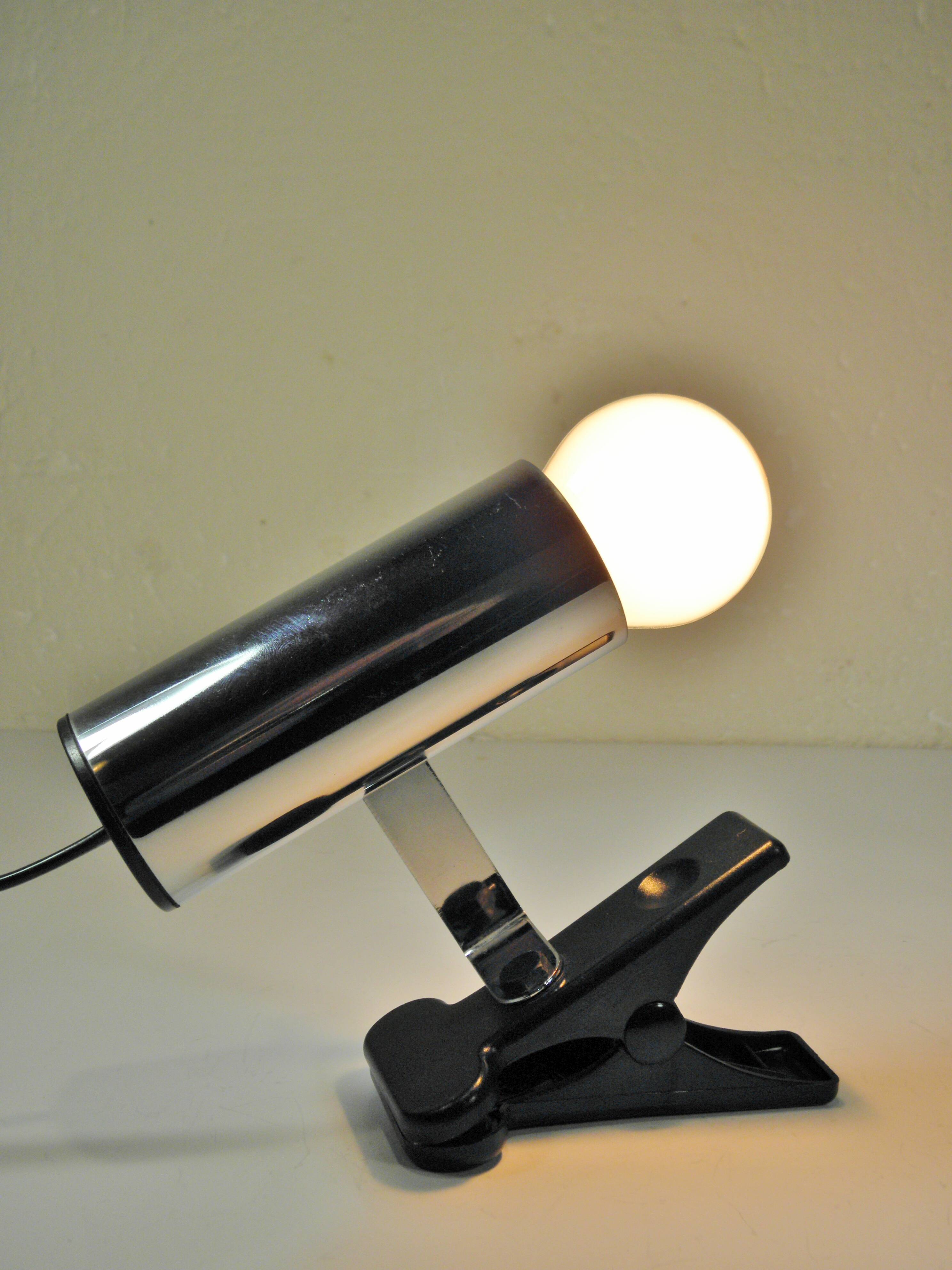 1980s Chrome Metal Clip-On Spotlight
