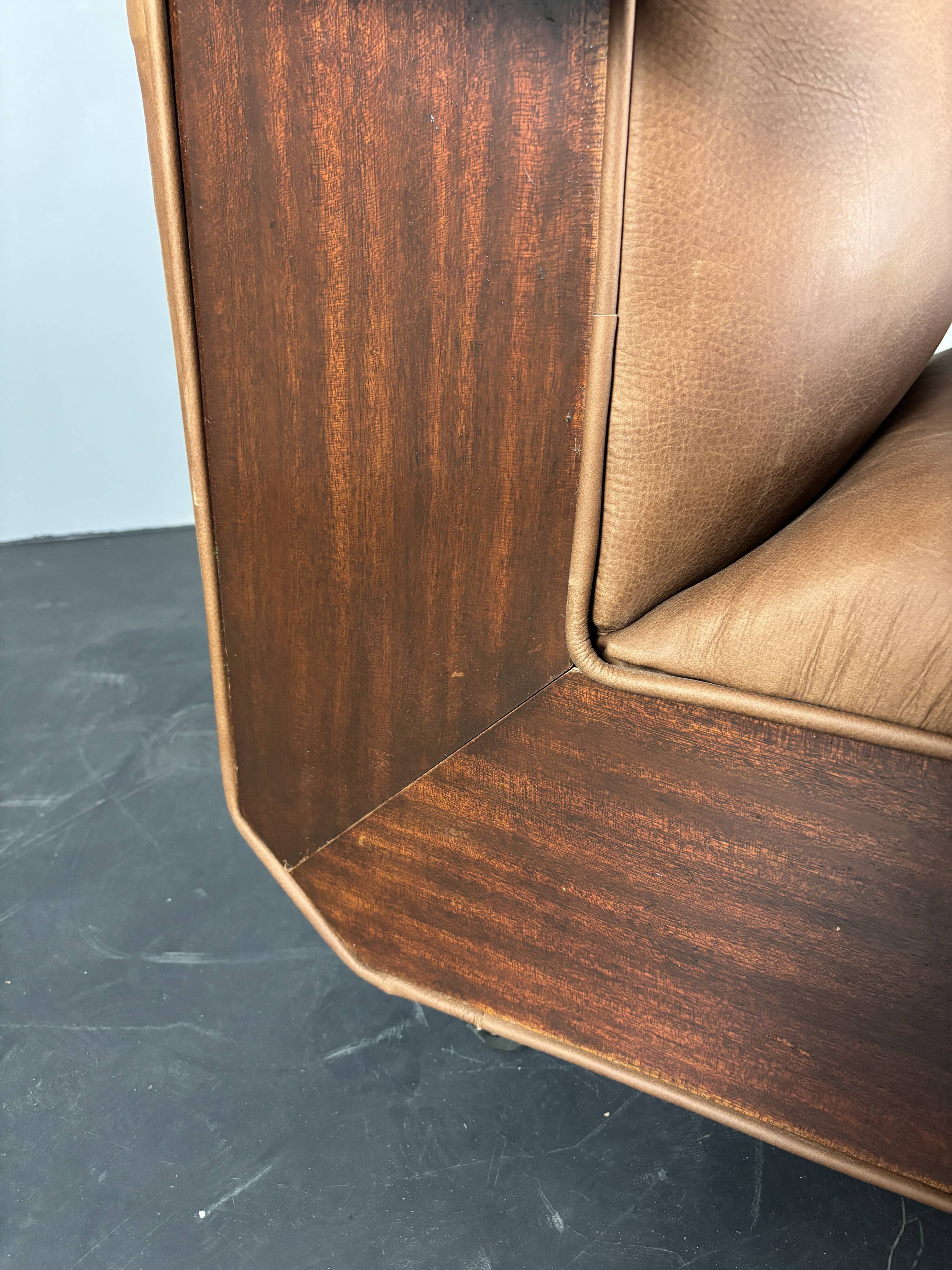 Midcentury brutalist embassy lounge or easy low club chair, 1960s
