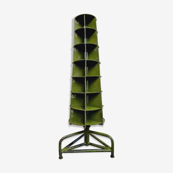 Industrial carousel cabinet garage storage rack green