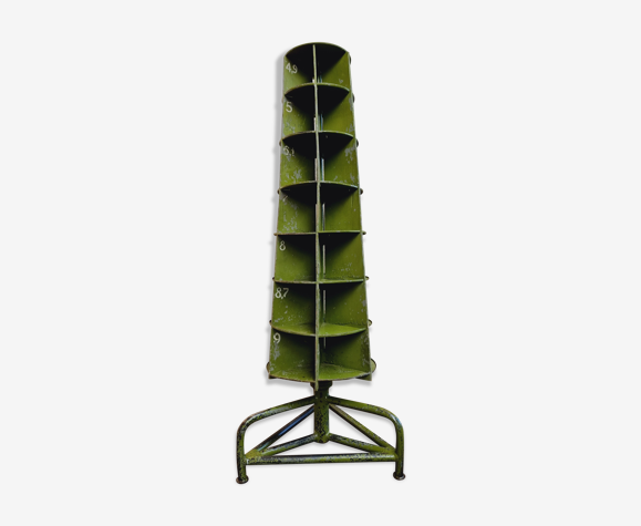 Industrial carousel cabinet garage storage rack green