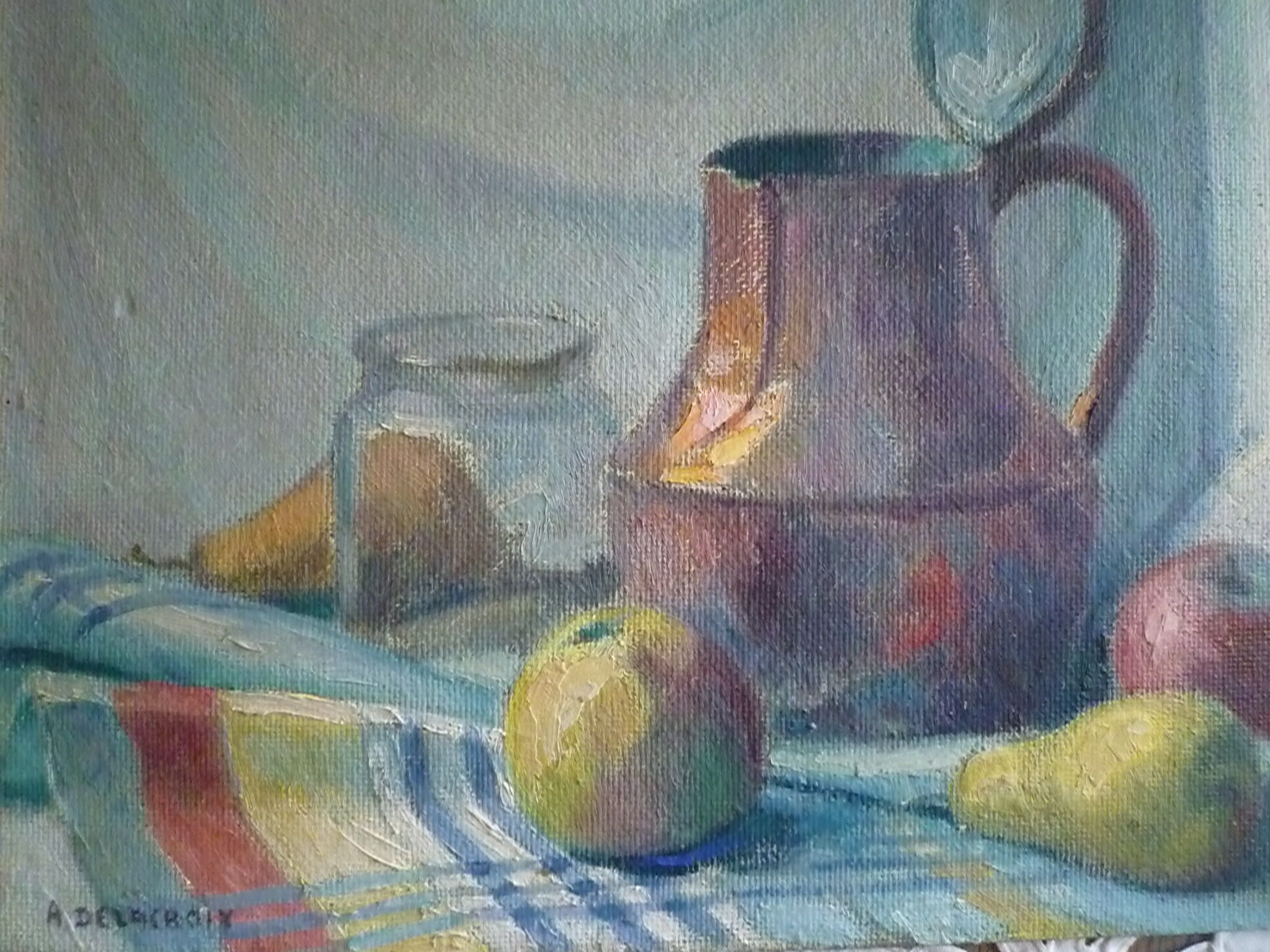 Oil painting on still life panel