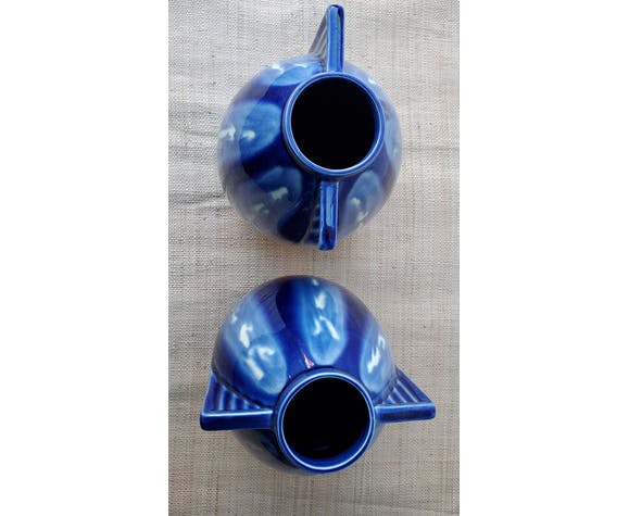 Art deco blue ceramic vases