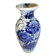 Vase chinois ancien céramique décor de fleurs blanc bleu