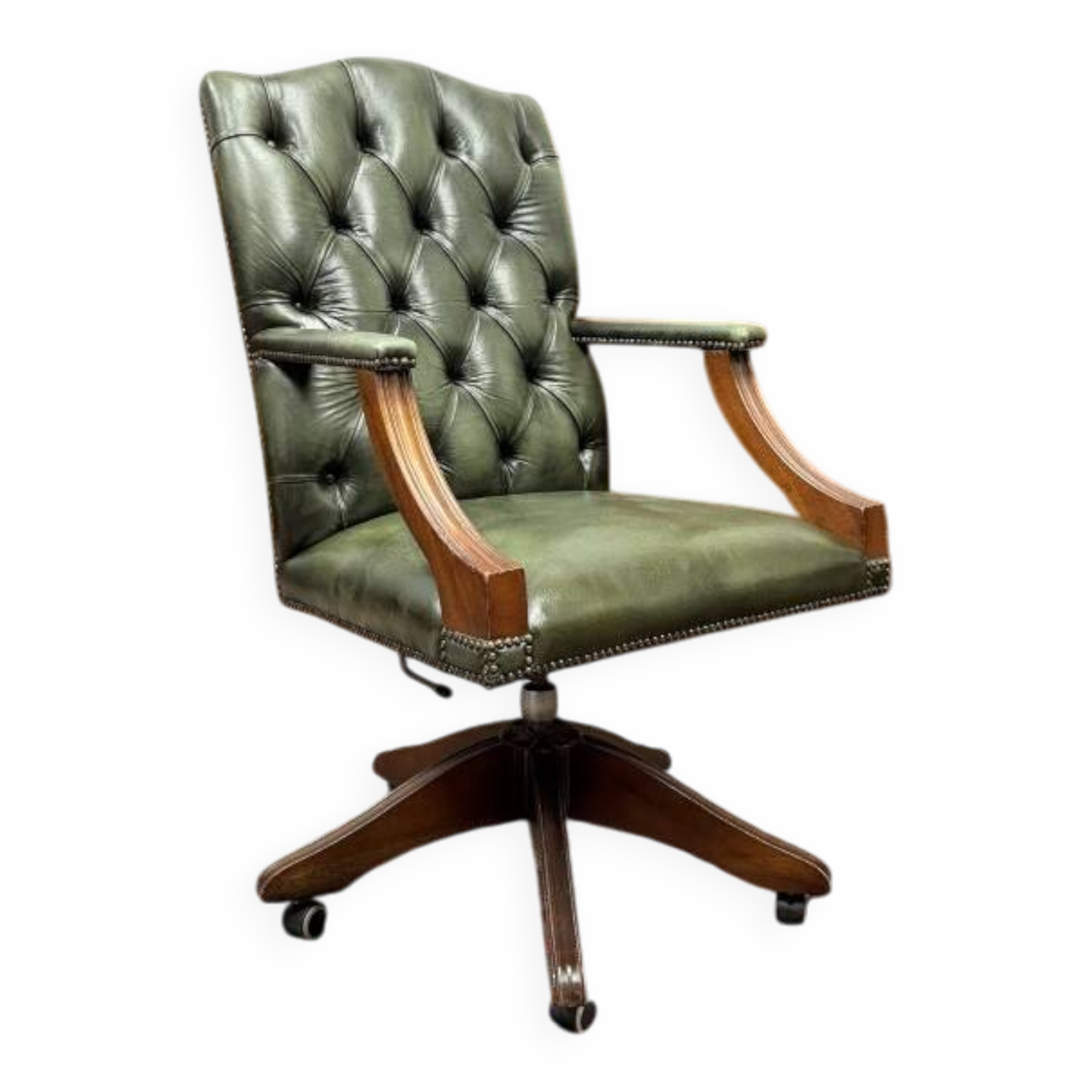 English Chesterfield Green Office Chair