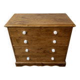Solid natural pine chest of drawers with 5 drawers