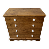 Solid natural pine chest of drawers with 5 drawers