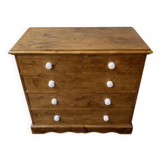 Solid natural pine chest of drawers with 5 drawers