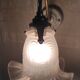 Swan neck wall light in brass, porcelain and glass - mid 20th century