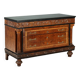 Antique walnut burl commode with marble top, Italy, 20th century.