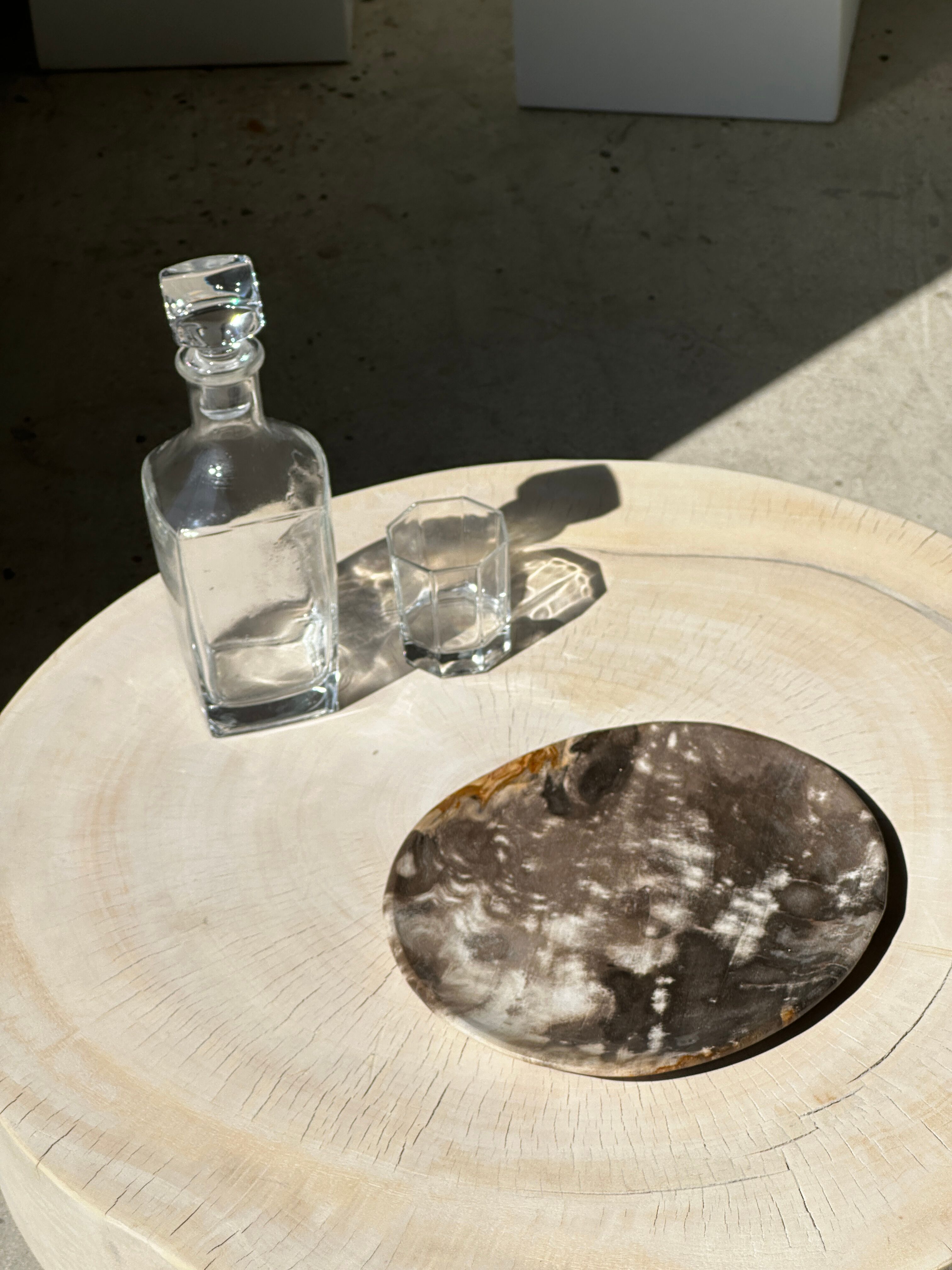 Dish in petrified wood