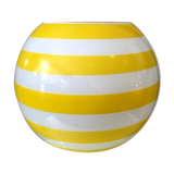 Opaline ball vase stripes bayaderes white and yellow