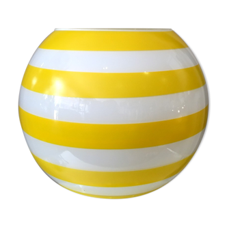 Opaline ball vase stripes bayaderes white and yellow