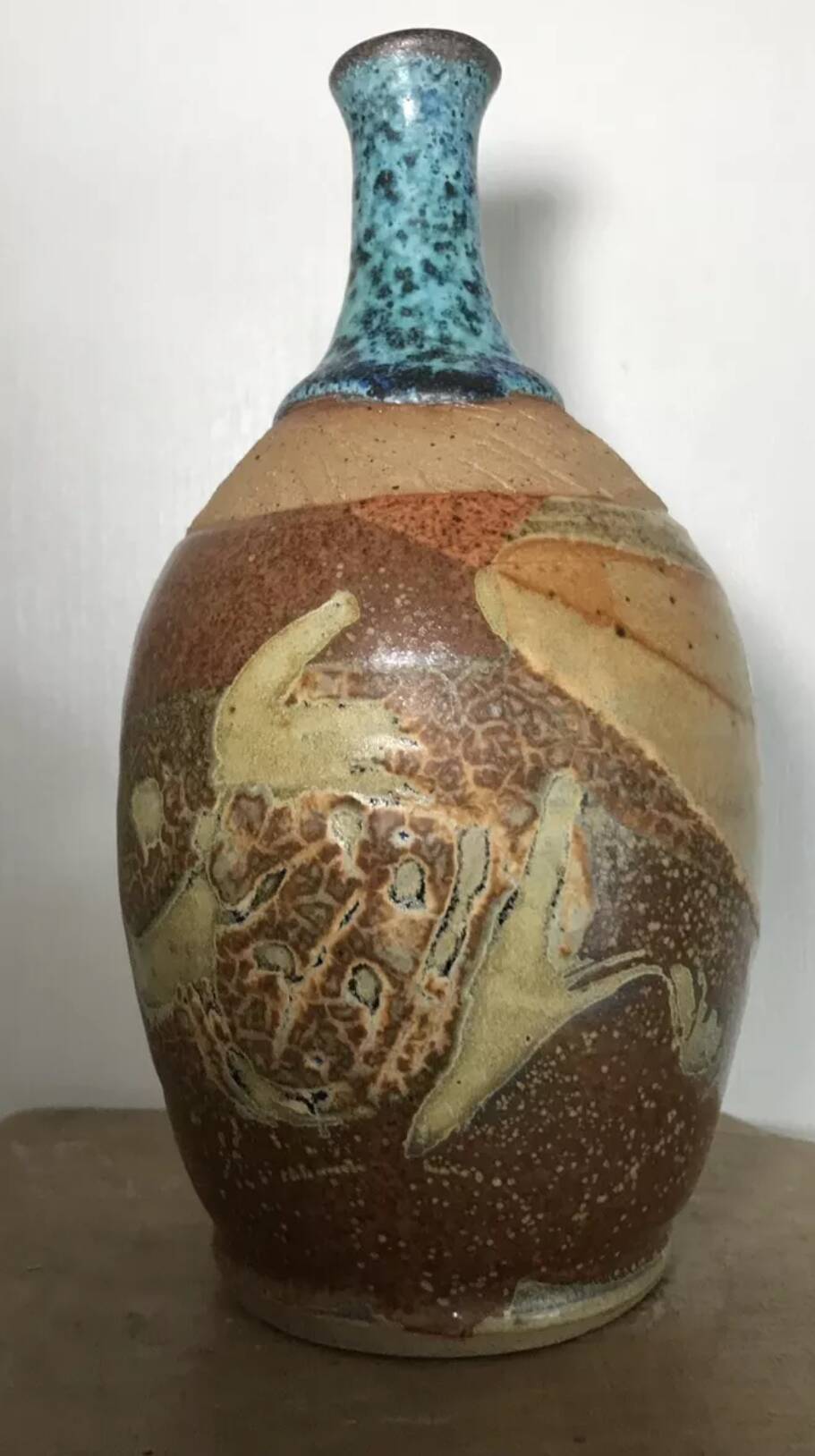Stoneware vase with effect, unique piece signed by poteries des mostuéjouls