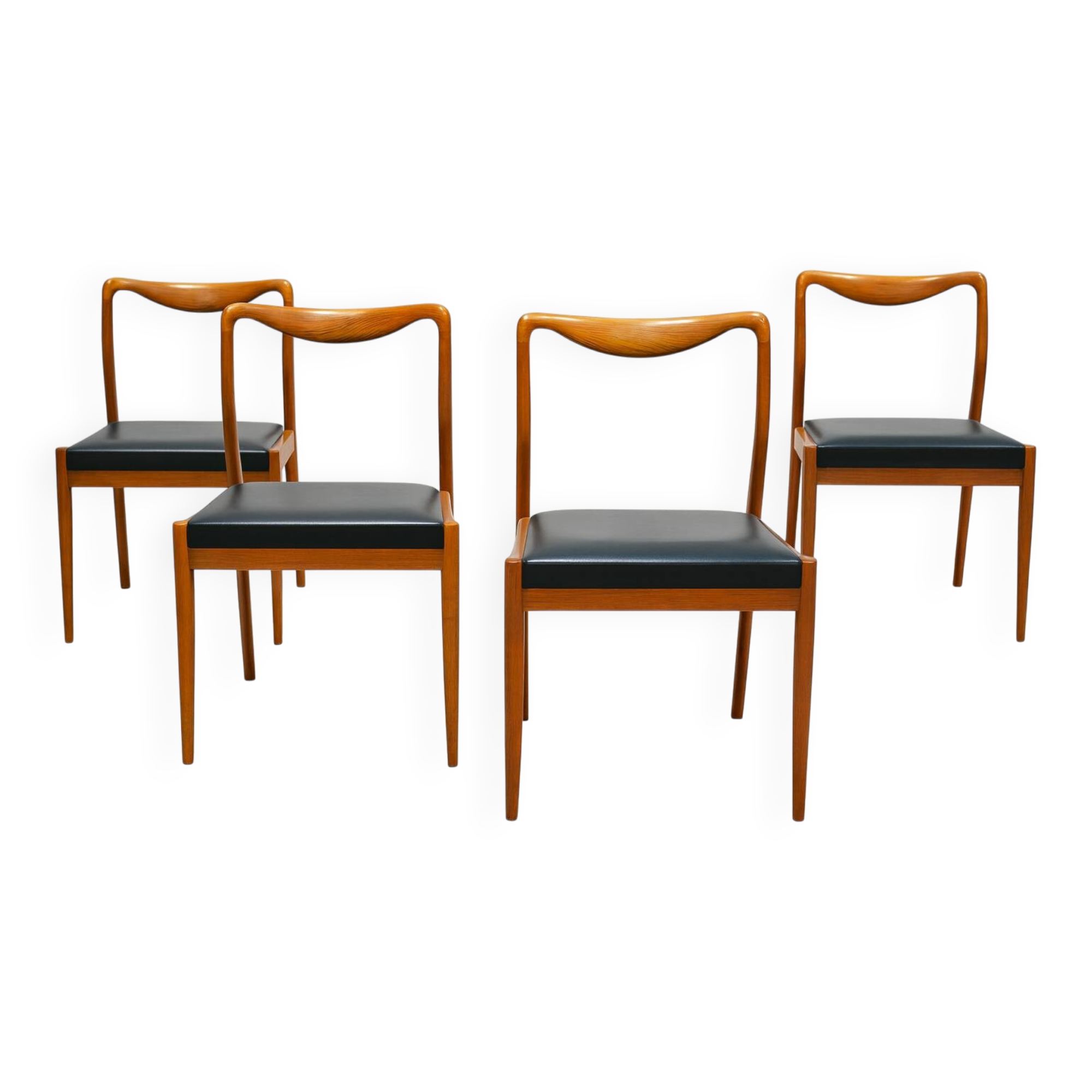 Lot de 4 chaises scandinaves vintage en bois — Années 60 — Style danois