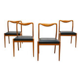 Lot de 4 chaises scandinaves vintage en bois — Années 60 — Style danois