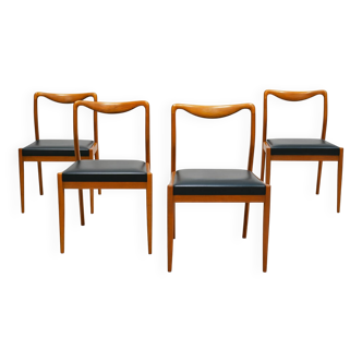 Set of 4 vintage Scandinavian wooden chairs — 1960s — Danish style