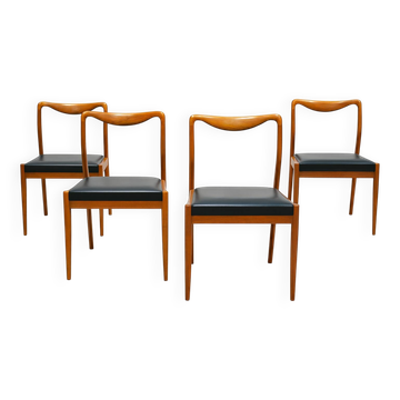 Set of 4 vintage Scandinavian wooden chairs — 1960s — Danish style
