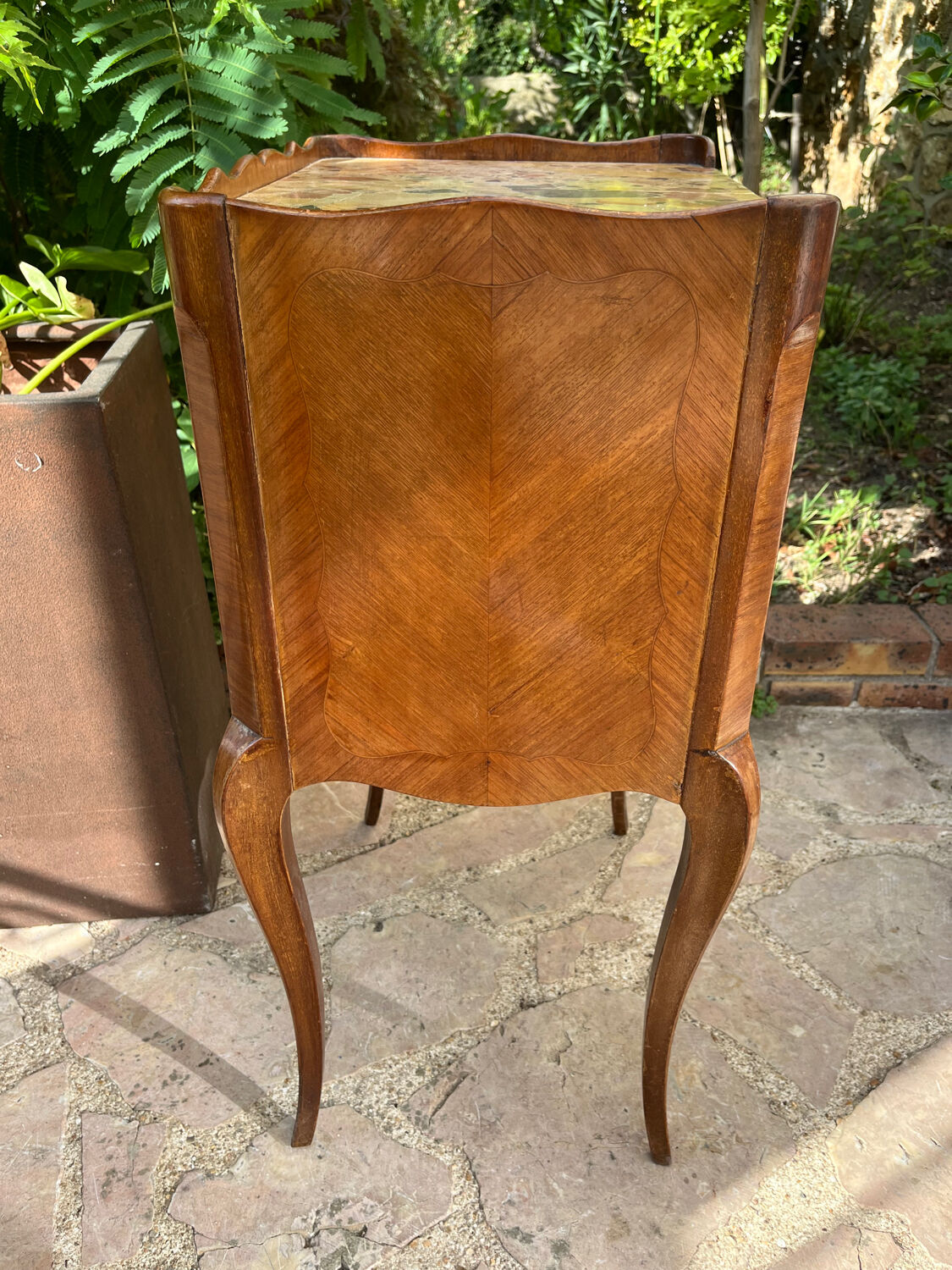 Old wooden bedside table