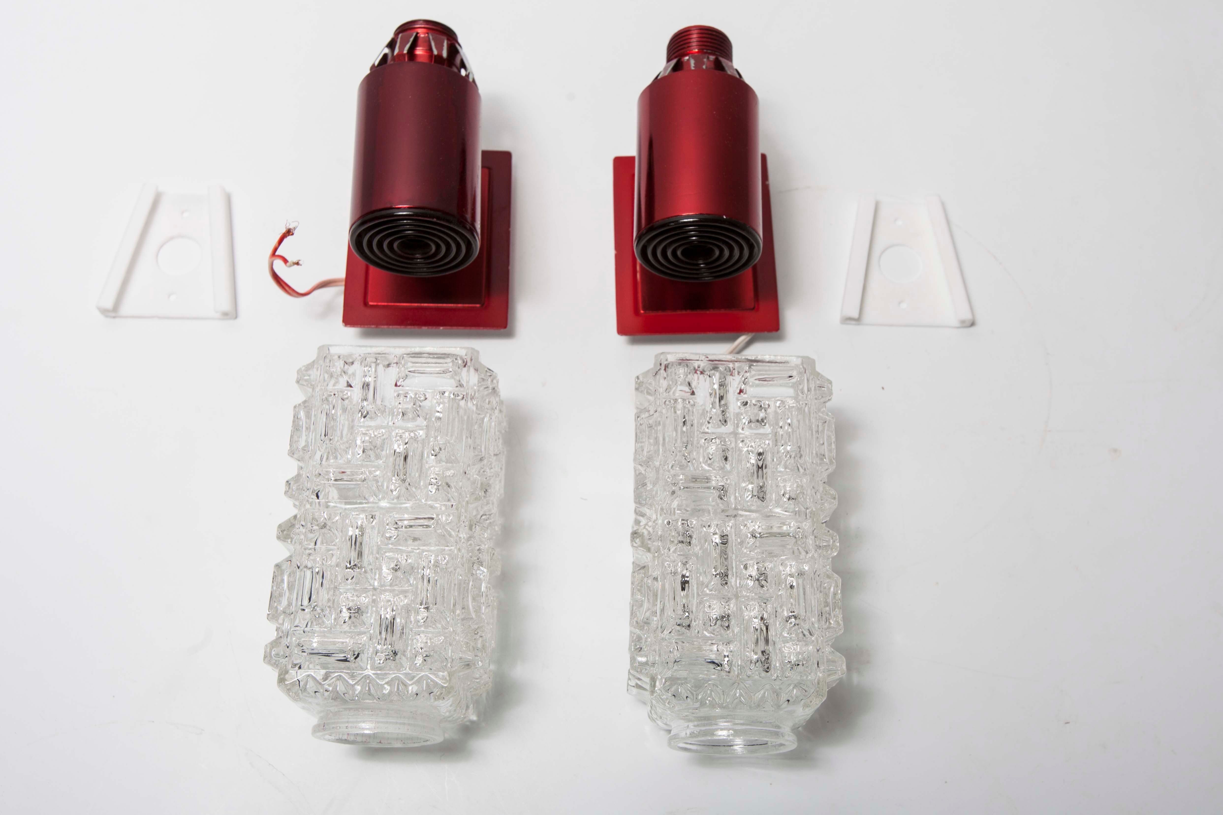 Pair of red wall light 1970