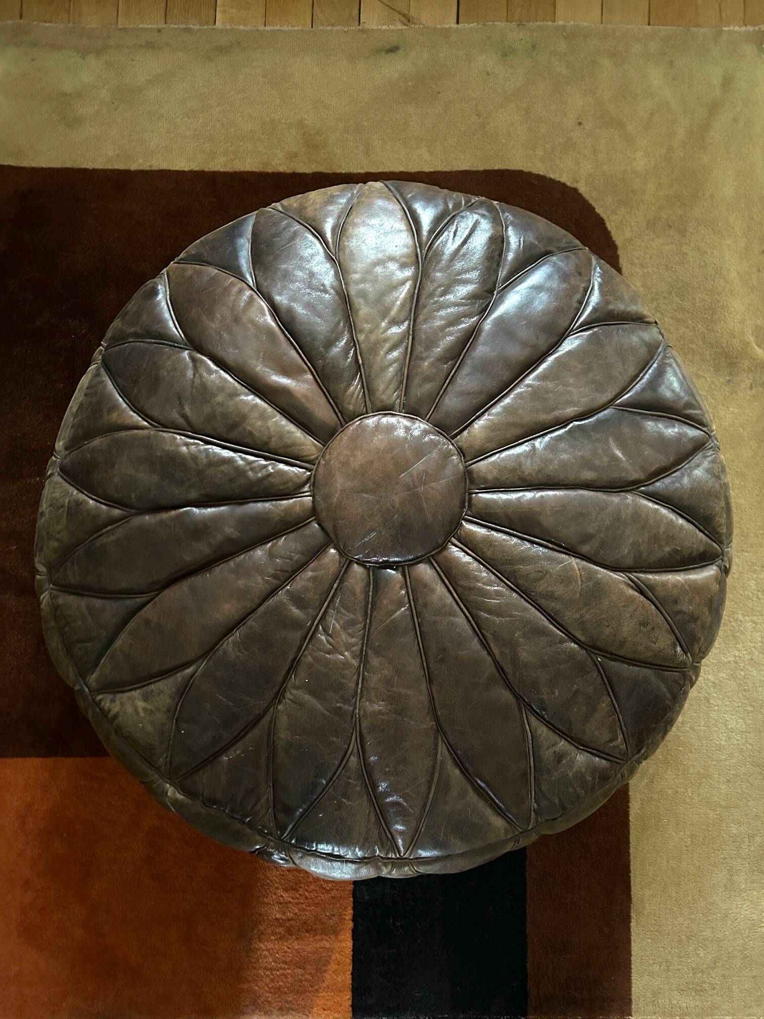 Leather pouf 1970