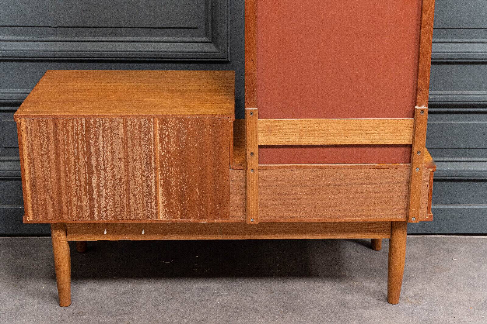 Scandinavian teak dressing table 1960 a mirror a drawer a lid