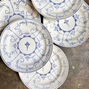 6 flat plates Boch La Louvière in blue glazed earthenware, "Copenhagen" service - 1920s-30s