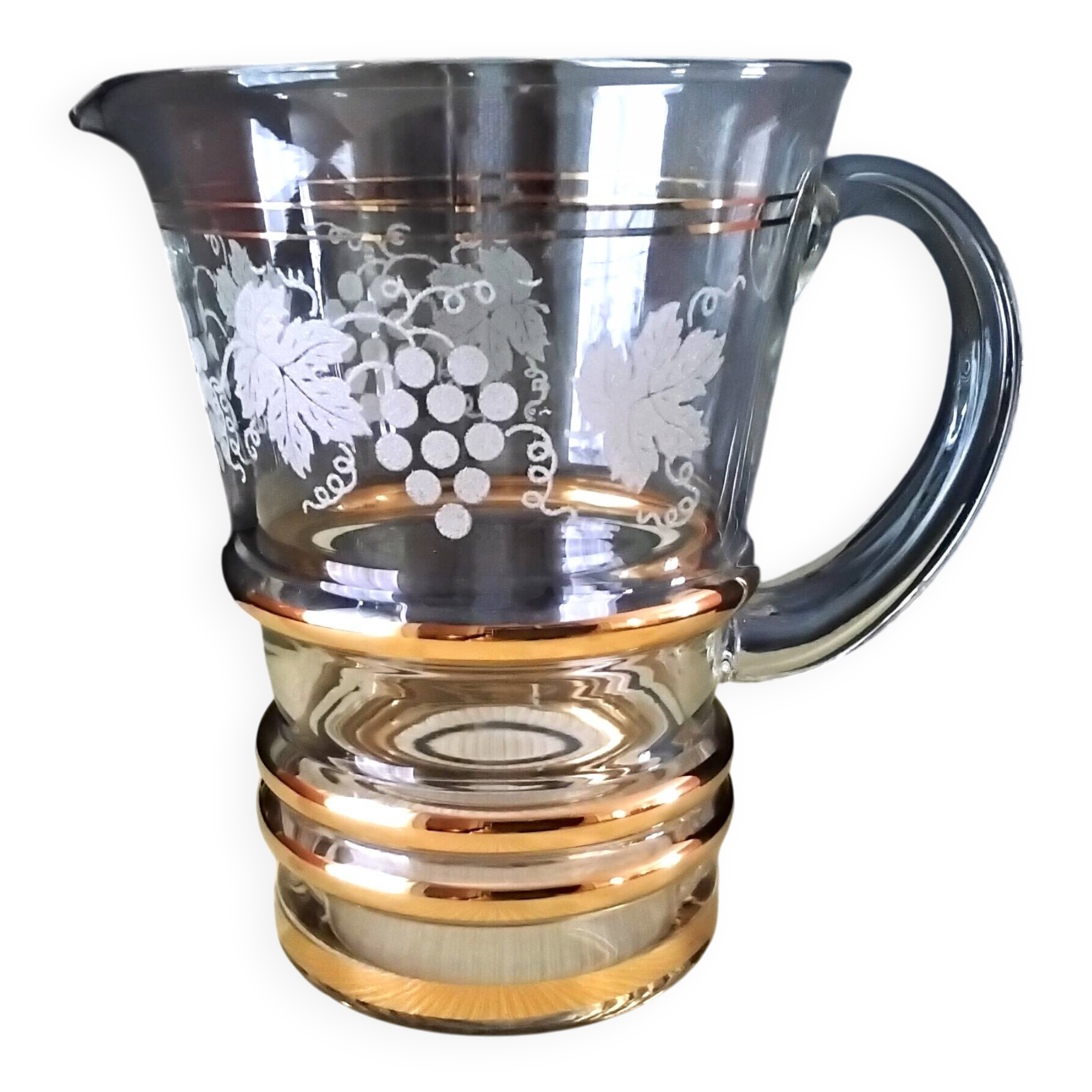 Carafe à eau , pichet , cruche vintage Décor en verre granité