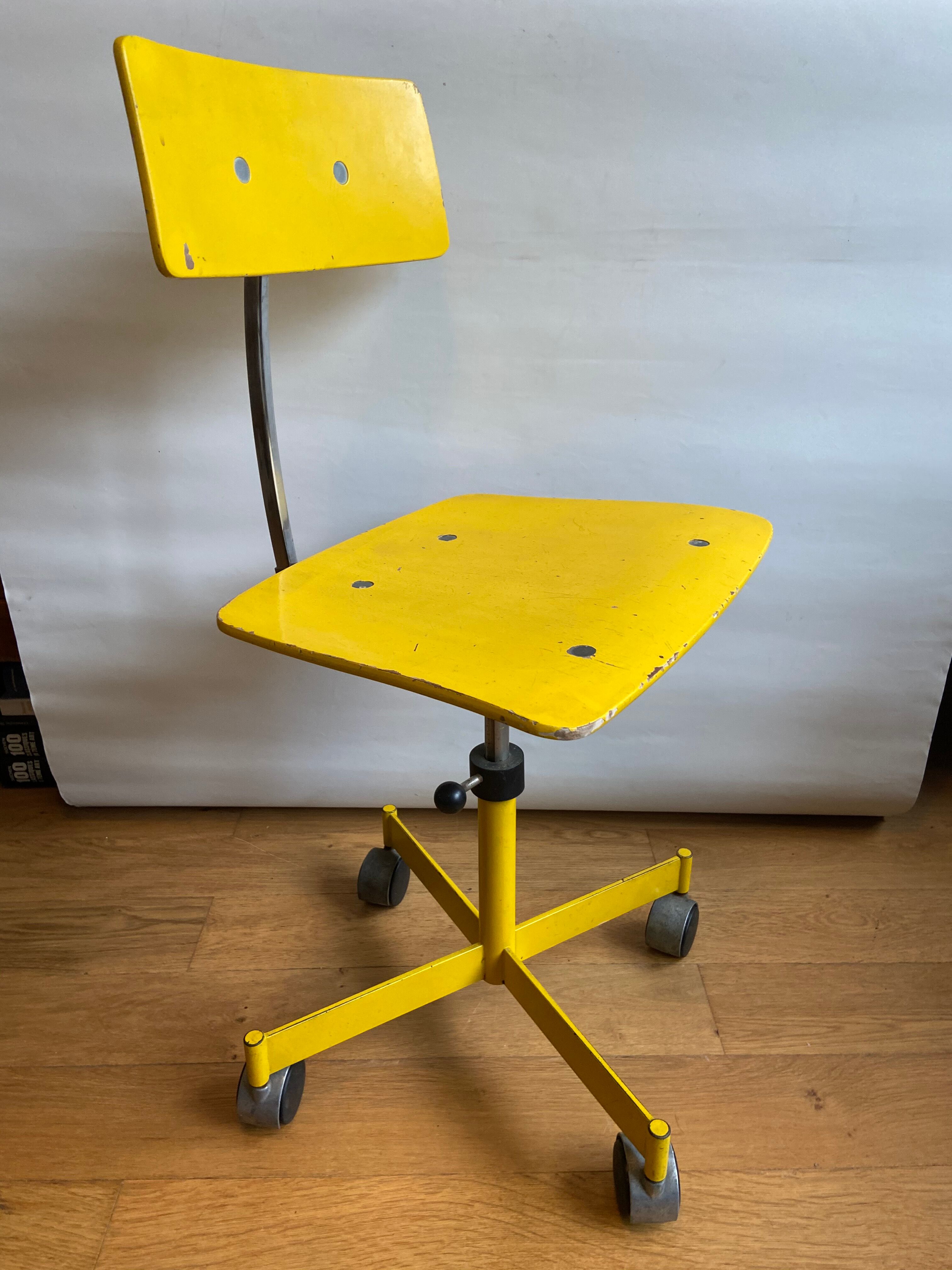 Yellow wooden workshop chair