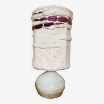 Table lamp in turned ceramic and wool