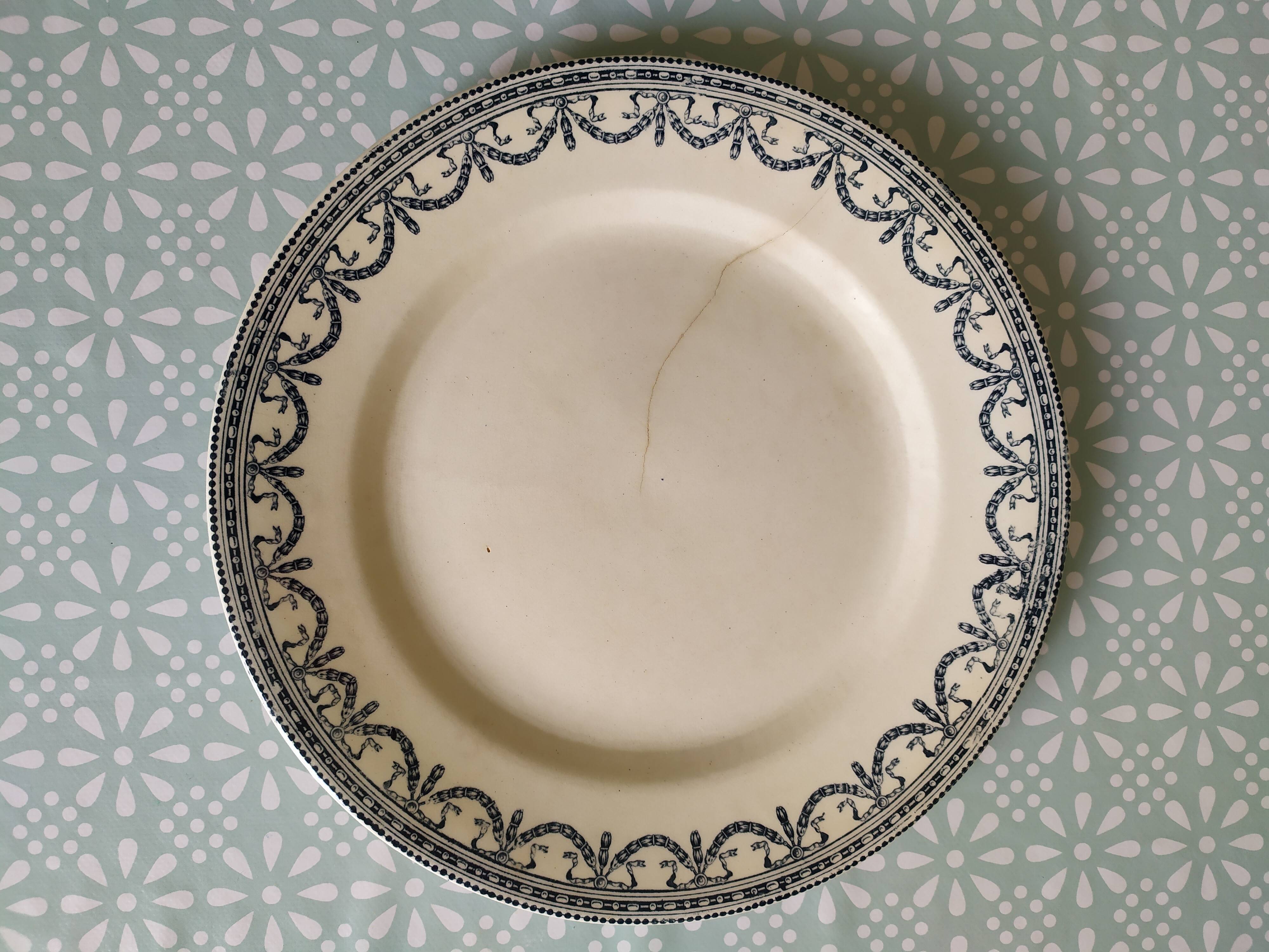 Set of 2 flat plates Terre de fer Salins Louis XVI