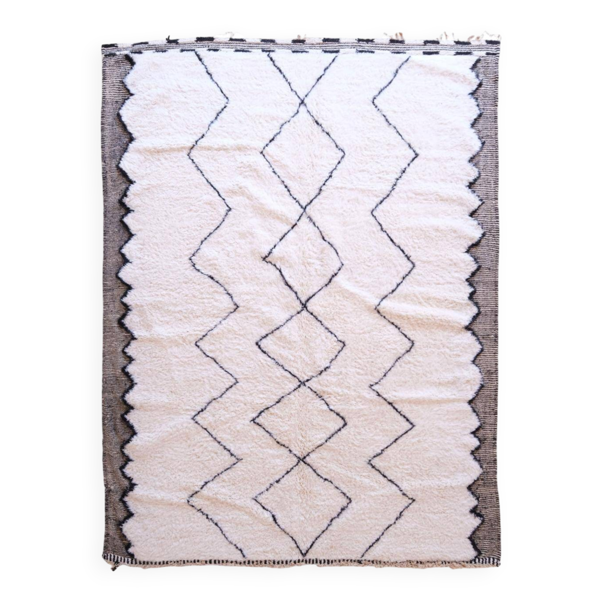 Beni Ouarain White Diamond Rug - 348 x 249 cm