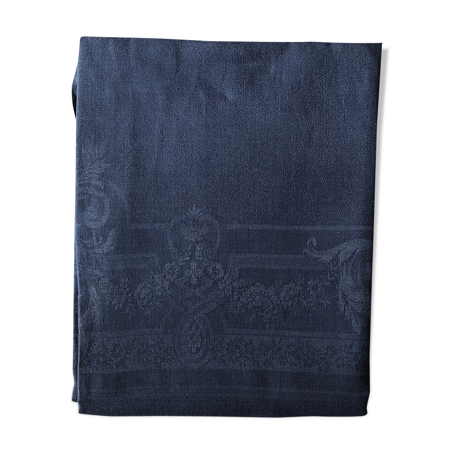Nappe ancienne lin et coton teinté bleu nattier