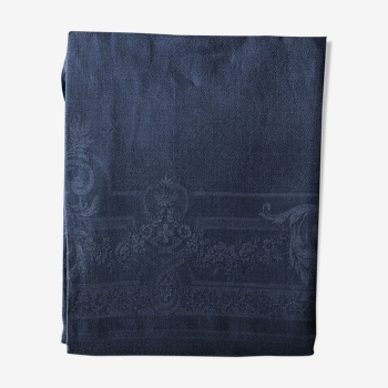 Nappe ancienne lin et coton teinté bleu nattier