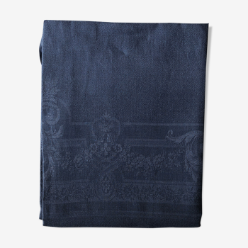 Old linen and cotton tinted nattier blue tablecloth