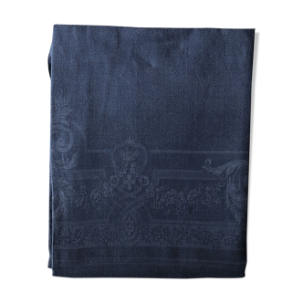 Old linen and cotton tinted nattier blue tablecloth