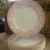 9 assiettes plates anciennes "Dubarry" Creil-Montereau, en terre de fer