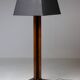 Amsterdam School floor lamp in partially ebonised cherry with a black linen shade.