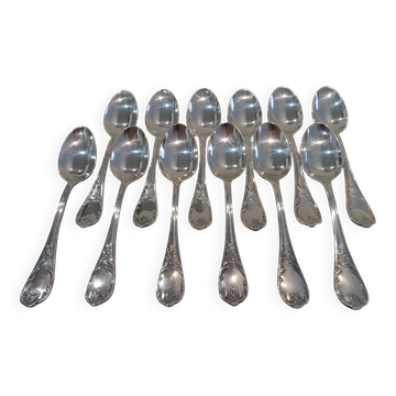 12 silver-plated mocha spoons by Christofle Marly, 10cm