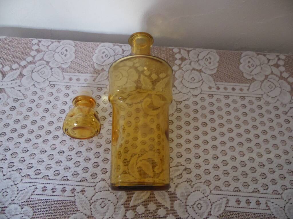 Yellow transparent glass carafe