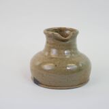 Flat jug in heavy beige stoneware