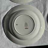 Set of 8 antique turquoise deep plates with a gold rim D22.5