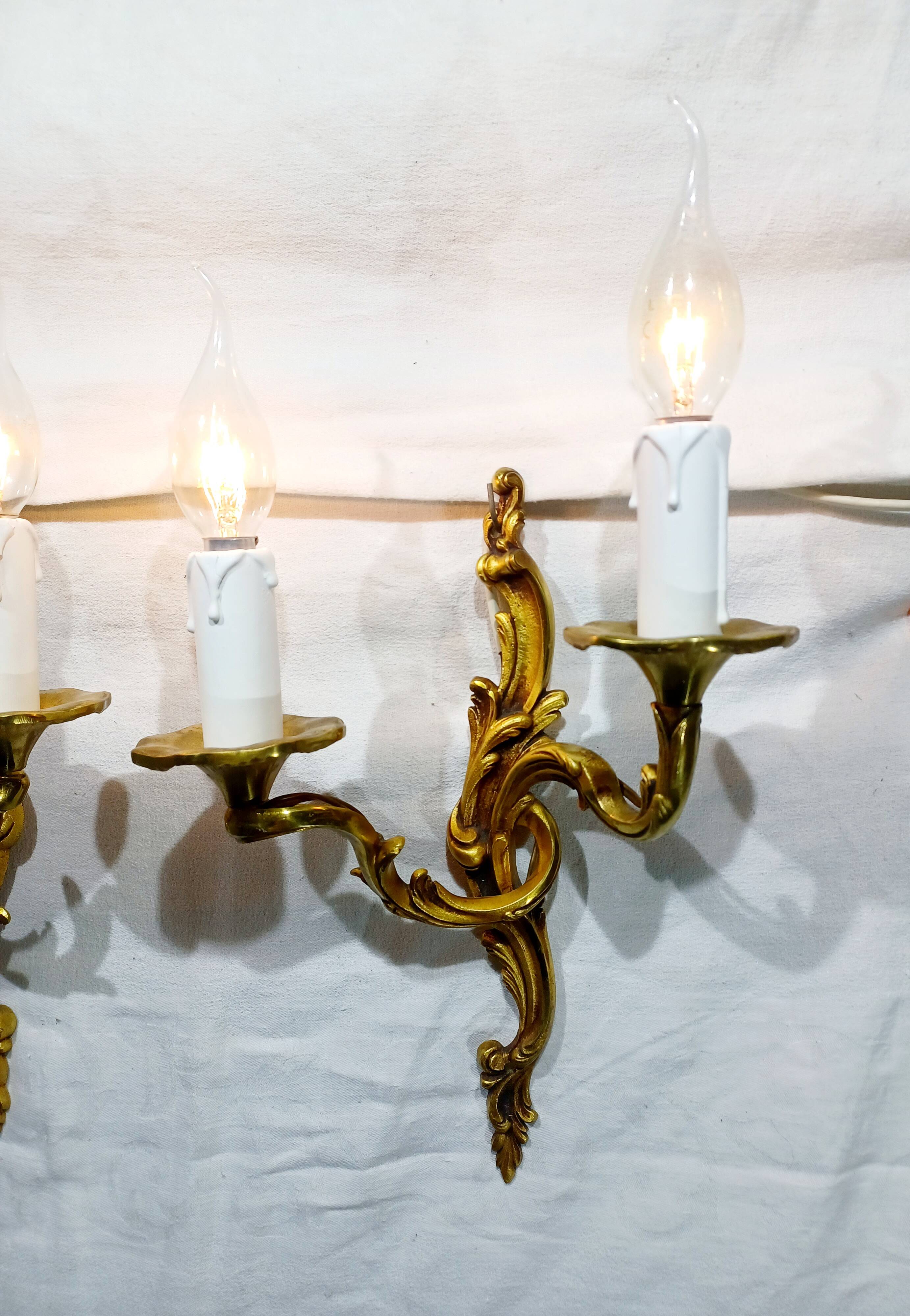 Bronze wall light triplet